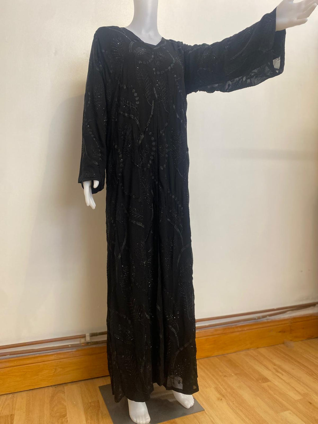 Modest Embroidered Abaya with Handcrafted Stone Work