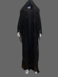 Stylish 3-Piece Front & Side Open Abaya Set with Stone Embroidery – Lightweight Chiffon Fabric