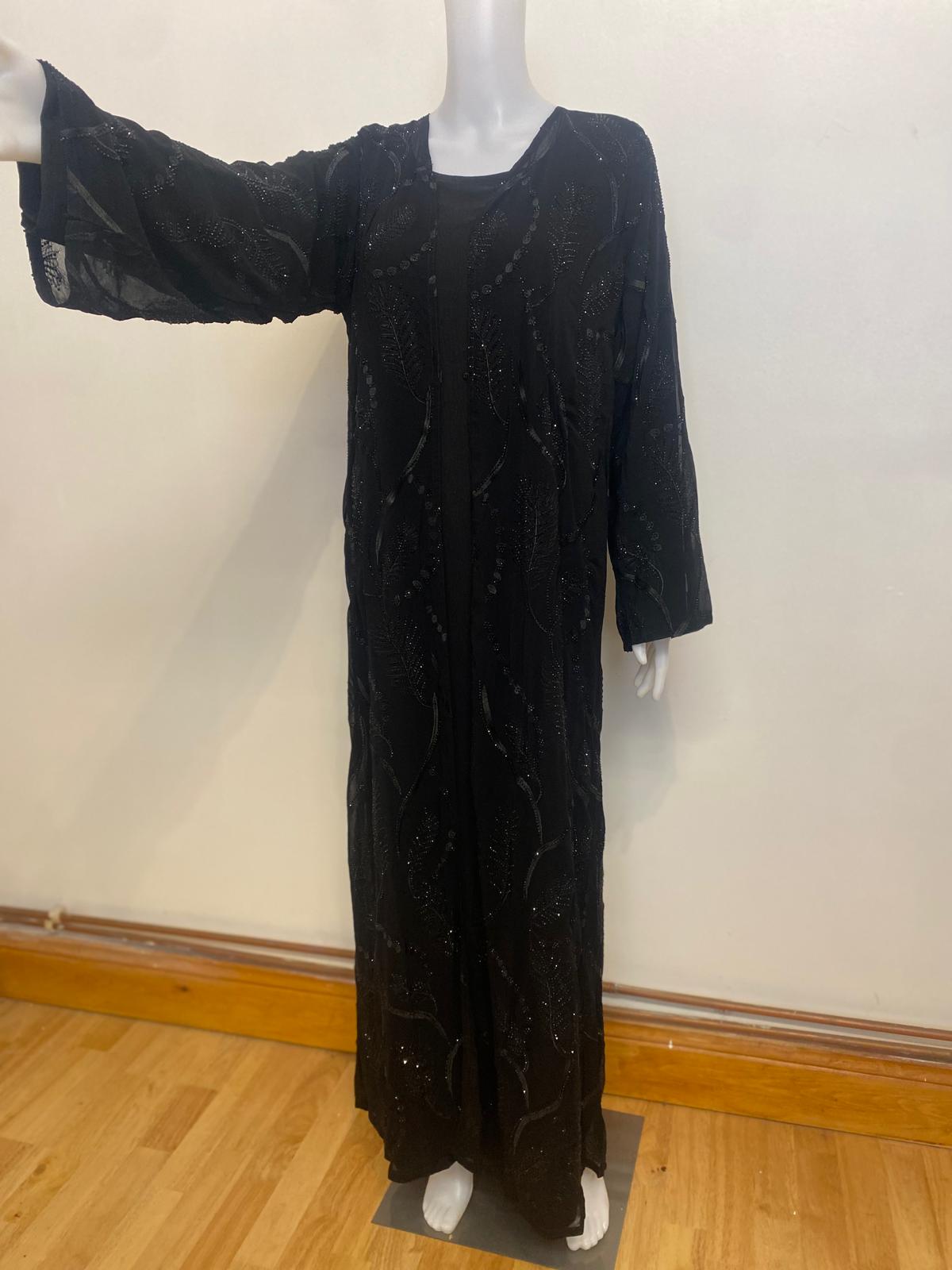Modest Embroidered Abaya with Handcrafted Stone Work